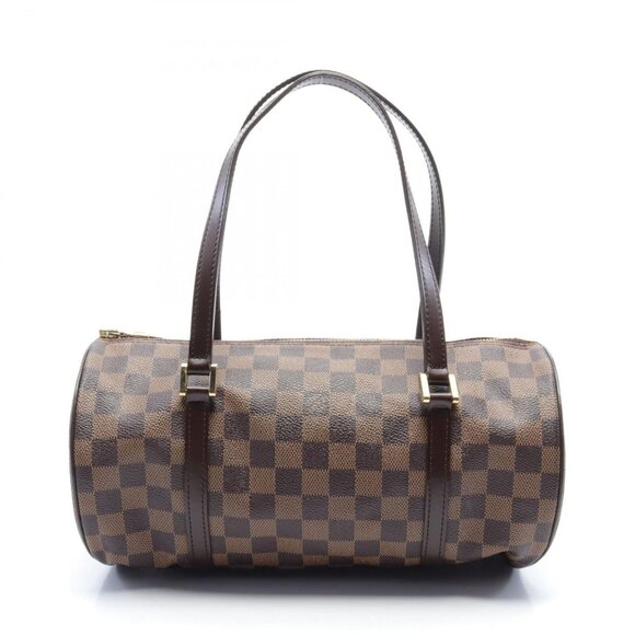 LOUIS VUITTON Papillon 30 Damier Ebene Handbag canvas leather Brown Used - Picture 1 of 9